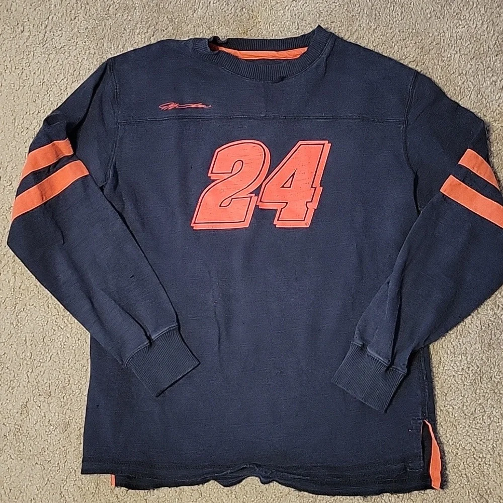 Vintage Jeff Gordon 24 Rugby Style Longsleeve Distressed NASCAR Shirt Medium